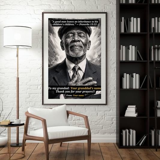 Personalized Christian Gift for Grandad or Grandpa, Custom Photo Proverbs 13:22 Wall Art, Father's Day Gift from Granddaughter or Grandson, Christian Grandpa Gift, Digital Download