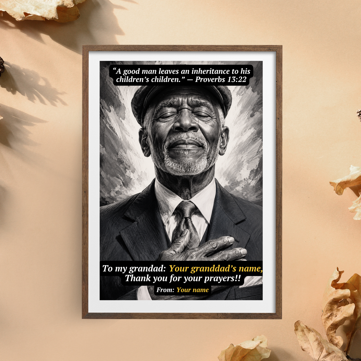 Personalized Christian Gift for Grandad or Grandpa, Custom Photo Proverbs 13:22 Wall Art, Father's Day Gift from Granddaughter or Grandson, Christian Grandpa Gift, Digital Download