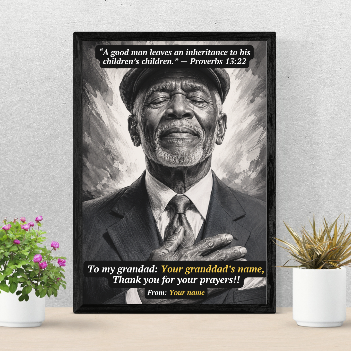 Personalized Christian Gift for Grandad or Grandpa, Custom Photo Proverbs 13:22 Wall Art, Father's Day Gift from Granddaughter or Grandson, Christian Grandpa Gift, Digital Download