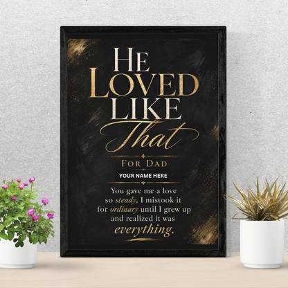 Father’s Day Gift for Dad, “He Loved Like That” Personalized Custom Art Print, Instant Download Steady Love Wall Art Print