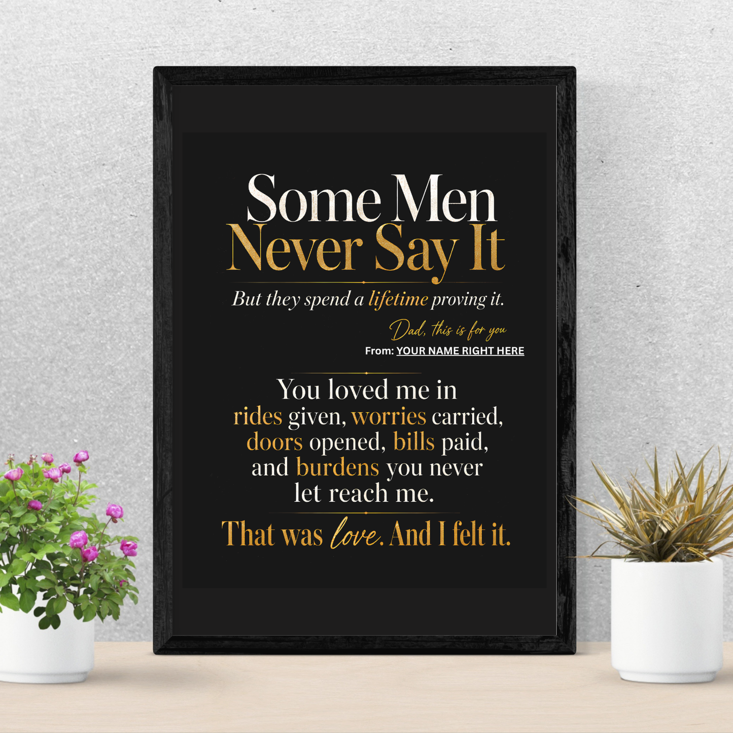Personalized Gift for Dad Instant Download, Father Appreciation Wall Art Print, “Some Men Never Say It” Dad Thank You Poster From Daughter or Son