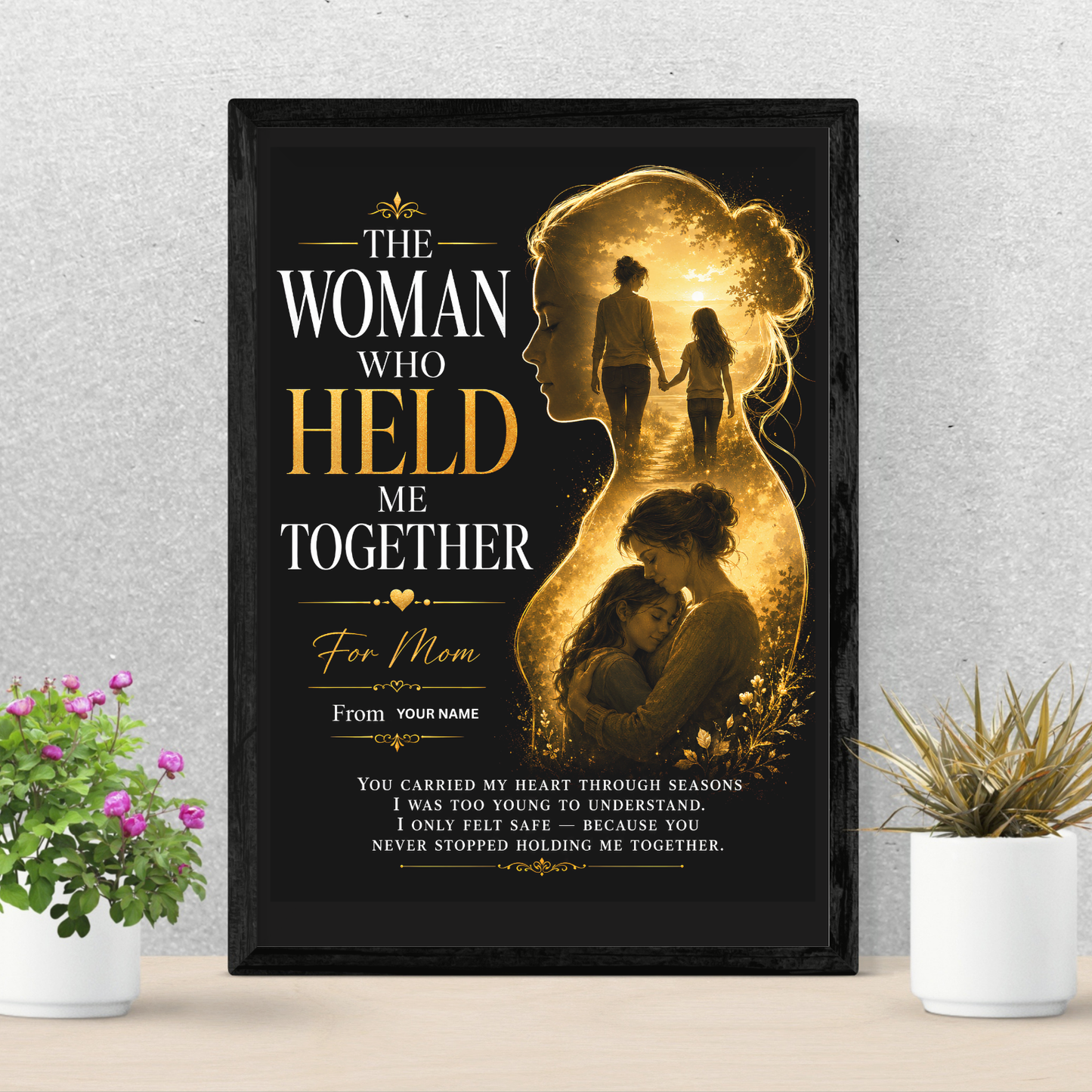 Mom Keepsake Wall Art Print, “The Woman Who Held Me Together” Personalized Custom Art Print, Instant Download Mother Gift