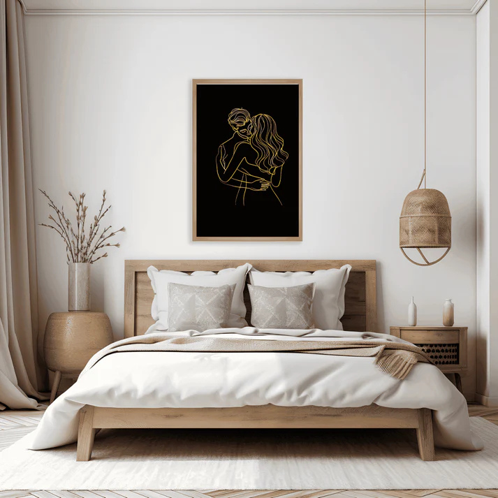 Minimalist Couple Wall Art, Romantic Line Drawing Print, Modern Love Bedroom Décor, Wedding & Anniversary Gift Digital Download