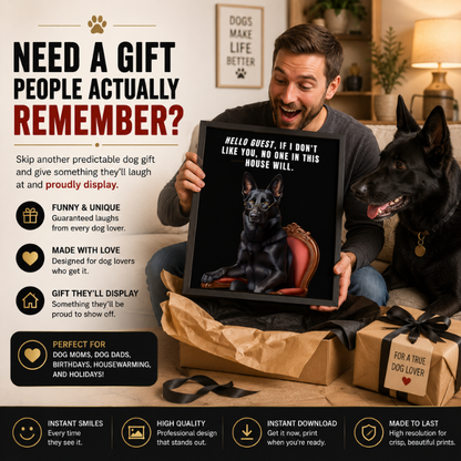 Funny German Shepherd Wall Art: Add Personality to Your Home | Dog Lover Gift + Pet Decor | Instant Download