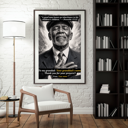 Personalized Christian Gift for Grandad or Grandpa, Custom Photo Proverbs 13:22 Wall Art, Father's Day Gift from Granddaughter or Grandson, Christian Grandpa Gift, Digital Download