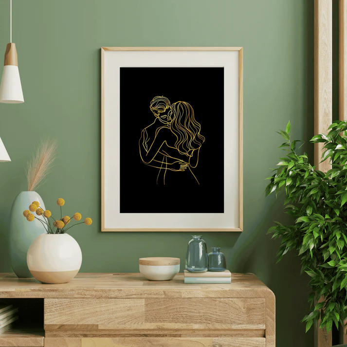 Minimalist Couple Wall Art, Romantic Line Drawing Print, Modern Love Bedroom Décor, Wedding & Anniversary Gift Digital Download