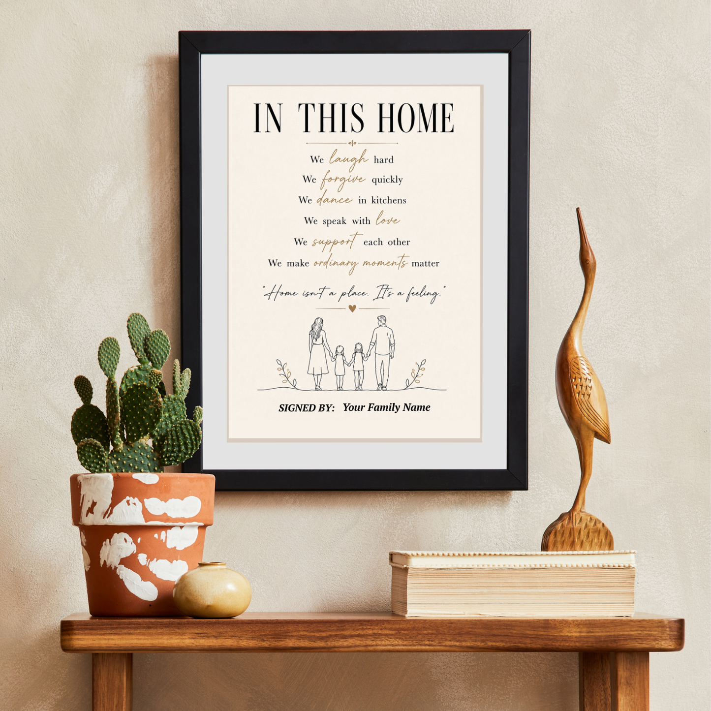 Personalized In This Home Family Print  Custom Family Rules Wall Art  Housewarming Gift for New Home  Family Name Wall Decor  Digital Download