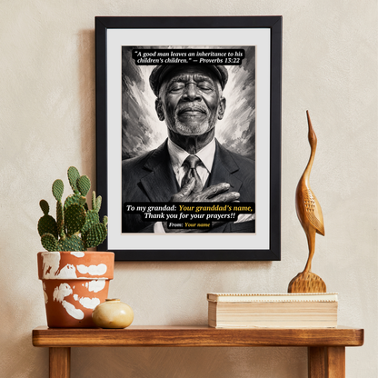 Personalized Christian Gift for Grandad or Grandpa, Custom Photo Proverbs 13:22 Wall Art, Father's Day Gift from Granddaughter or Grandson, Christian Grandpa Gift, Digital Download