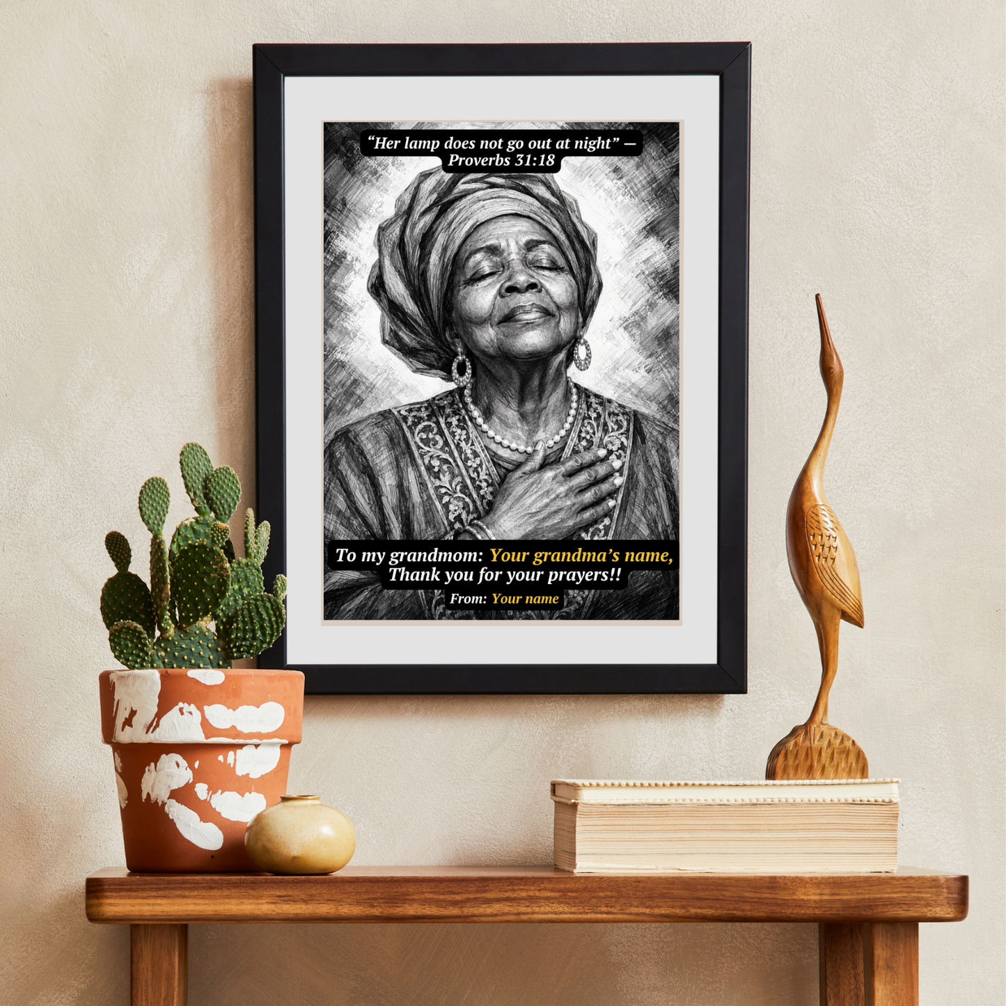 Personalized Christian Gift for Grandma, Custom Photo Proverbs 31:28 Wall Art, Gift from Granddaughter or Grandson, Christian Grandma Gift, Digital Download