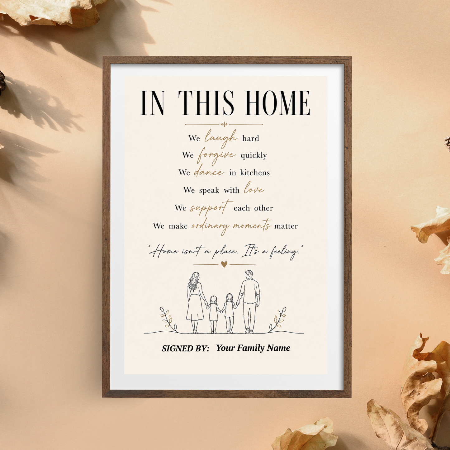 Personalized In This Home Family Print  Custom Family Rules Wall Art  Housewarming Gift for New Home  Family Name Wall Decor  Digital Download