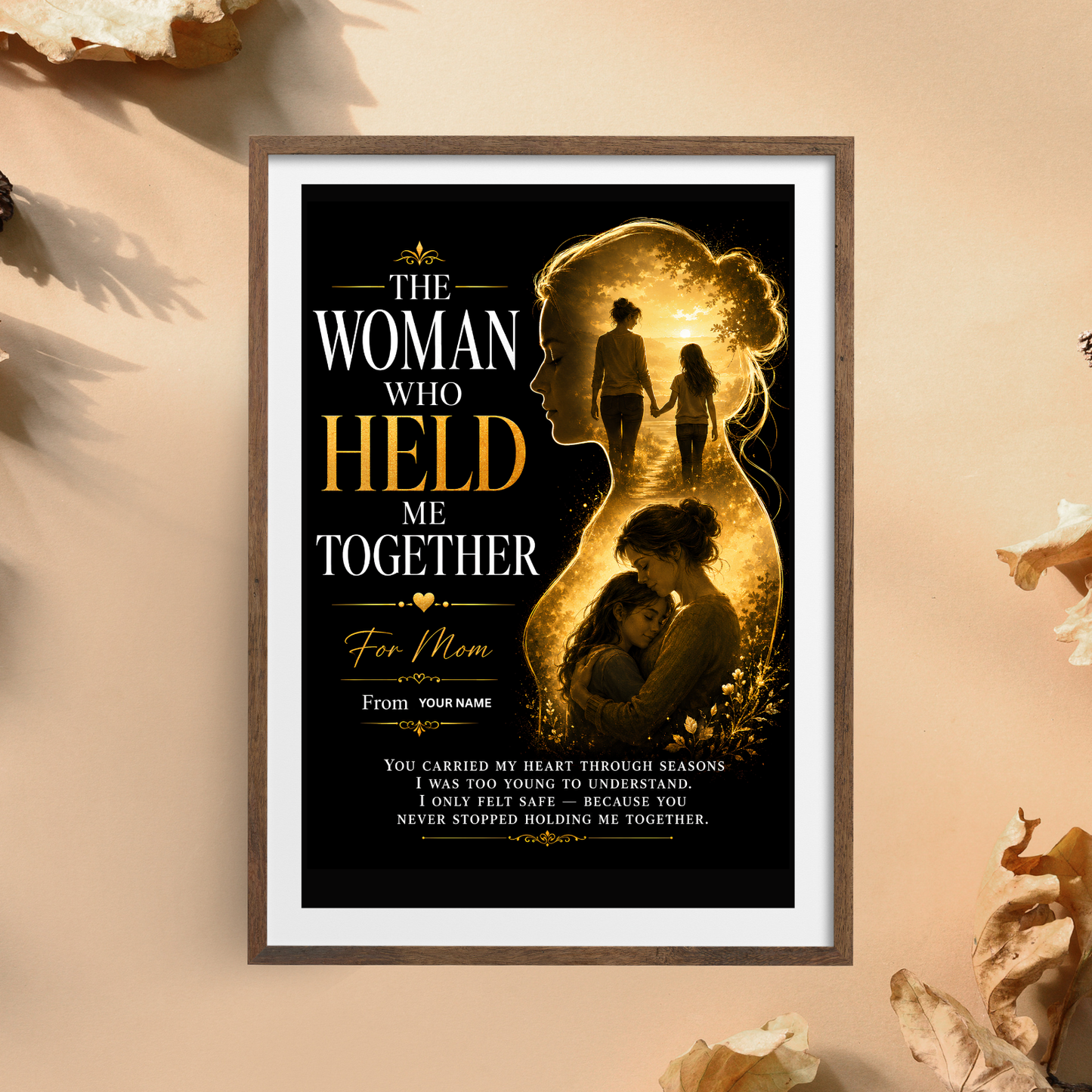 Mom Keepsake Wall Art Print, “The Woman Who Held Me Together” Personalized Custom Art Print, Instant Download Mother Gift
