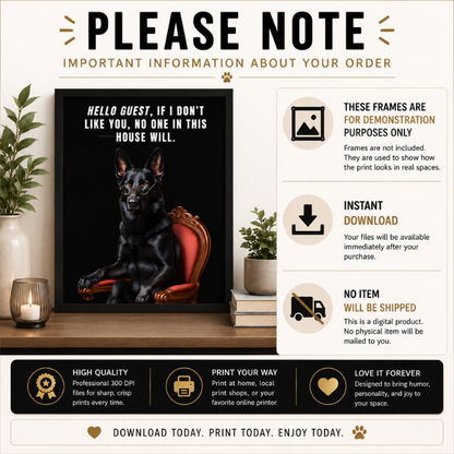 Funny German Shepherd Wall Art: Add Personality to Your Home | Dog Lover Gift + Pet Decor | Instant Download