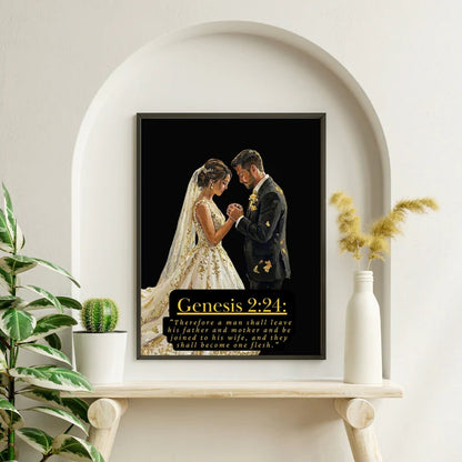 Christian Wedding Wall Art Printable, Marriage Blessing for Newlyweds, Faith-Based Couple Gift, Wife-To-Be Digital Print, Modern Newlywed Home Décor